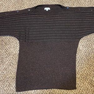 Joseph A Dark brown w metallic copper elbow length lightweight sweater